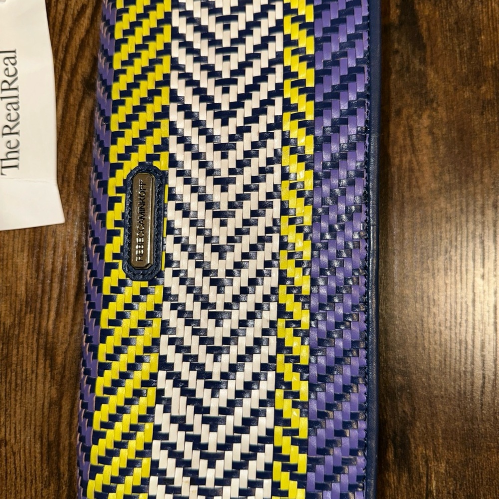 Rebecca Minkoff Purple and Yellow Woven Clutch from real real